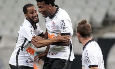 Jogadores do Corinthians comemoram o único gol do Derby. Foto: Rodrigo Coca - Agência Corinthians.