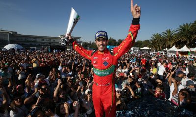 Lucas comemora vitória na Fórmula E, em 2017, quando foi campeão pela ABT (Audi Sport)