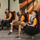 Ian James, Sam Bird e Jake Hughes durante a coletiva na McLaren São Paulo (Fernanda Freixosa/McLaren São Paulo)