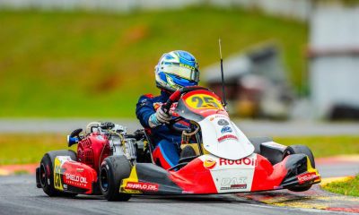 O kart de Miguel Silva está bem acertado para a pista do Kartódromo Speedland (Foto: Leonardo Dias)