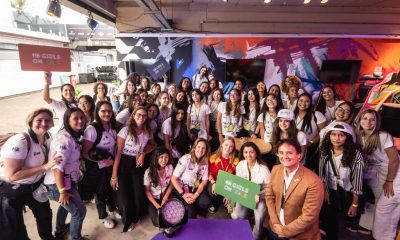 2023: Aurelia Nobels, Giovanni Guerra e Fabiana Eclestone no box da Mercedes (Victor Eleutério/CFA)