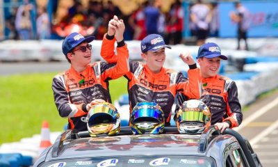 Bernardo Gentil, Marcelo Tortato e Rafael Busato, da Júnior (Darkside Karts)