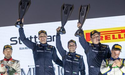 Müller, Mauricio e Visconde comemoram vitória em Goiânia em junho (Rodrigo Guimarães/Stuttgart Motorsport)