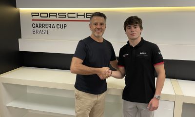 Matheus Comparatto e Dener Pires, promotor da Porsche Cup Divulgação