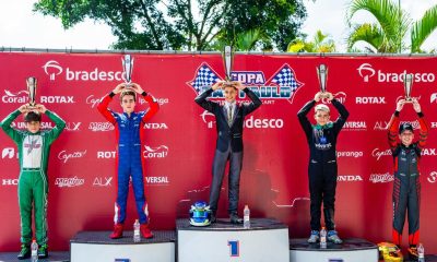 Miguel Silva conquistou a primeira vitória na Rotax Junior Max e no KGV (Foto: Leonardo Dias)